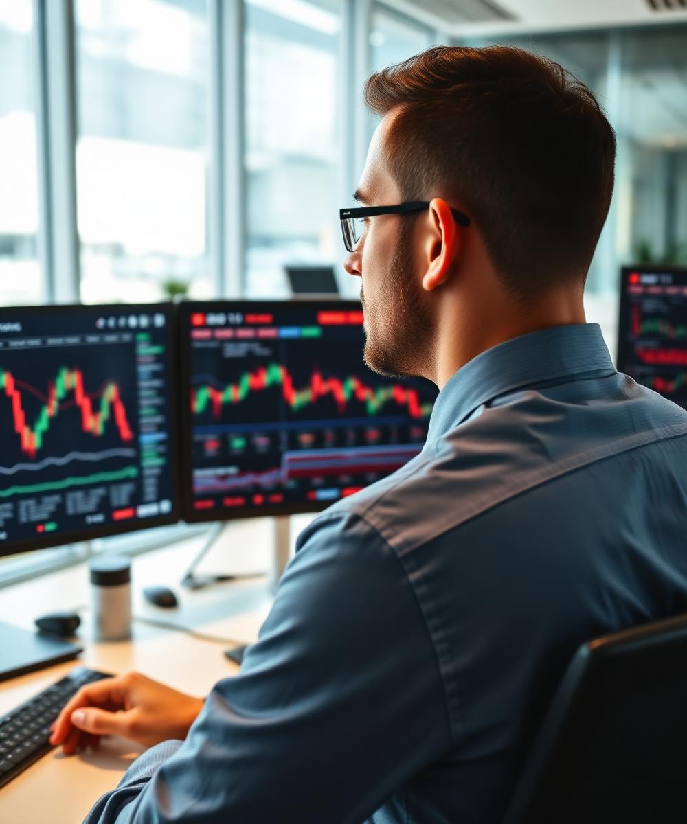 Analyst monitoring live market data