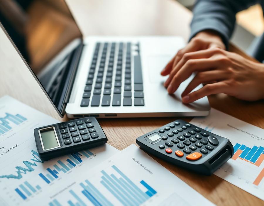 Trader reviewing charts on a laptop
